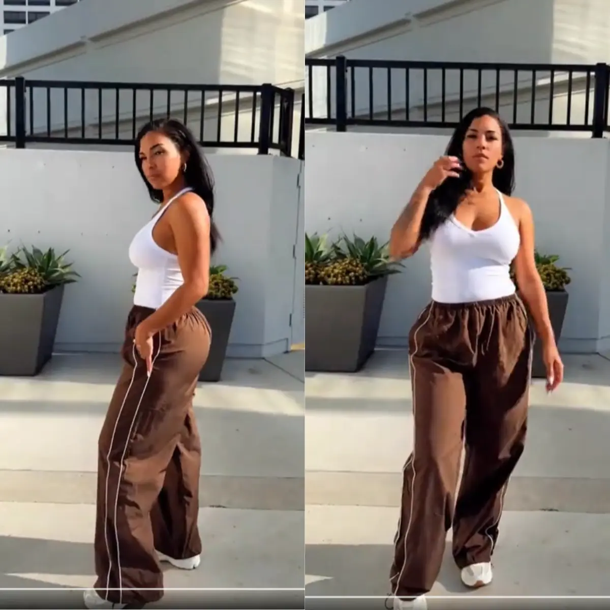 Women's Parachute Wideleg Pants Baggy Y2K Elastic Waist Wide Leg Track Pants Trousers Casual