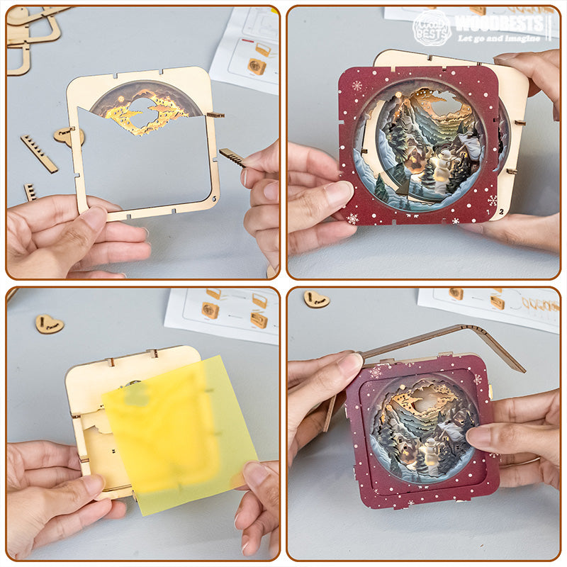 Snow Mountain Hut Kit - 3D Wooden Puzzle Night Light