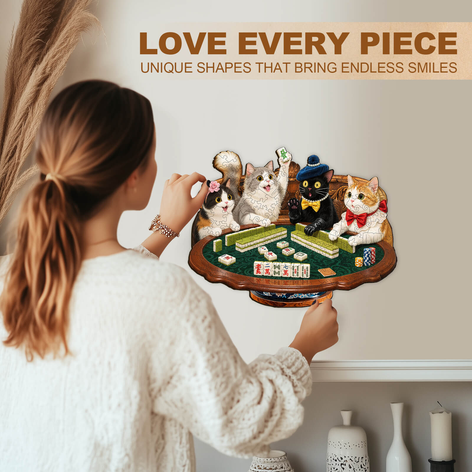 Kitten Mahjong Wooden Jigsaw Puzzle