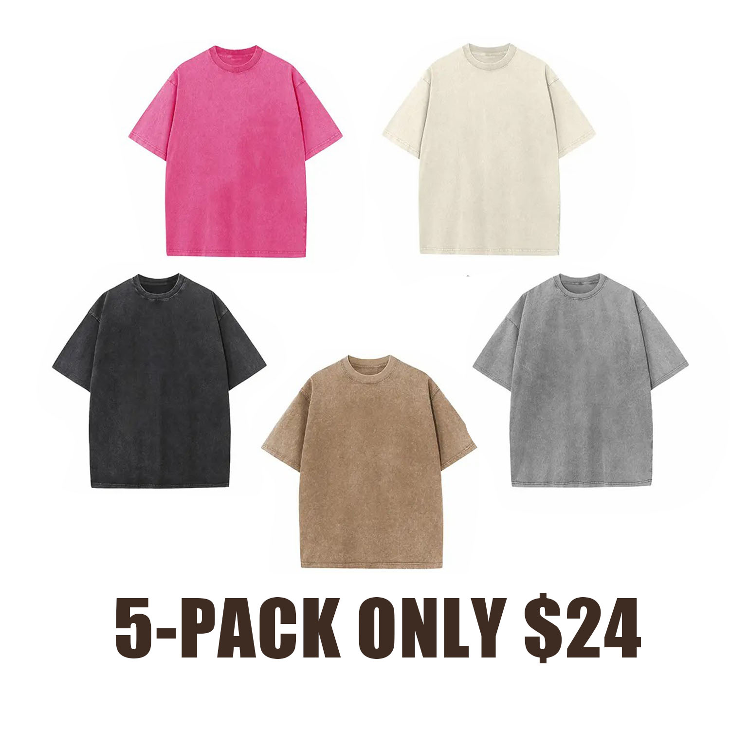 Retro Acid Wash Basic Unisex Tee & Shorts Cotton,7