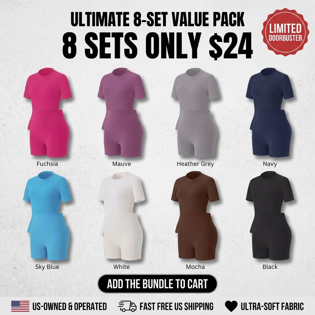 Women's Tracksuit Set - No Seamless Shorts & Raglan Sleeves Tee with Flat Tummy Effect & Glute-Lifting Fit