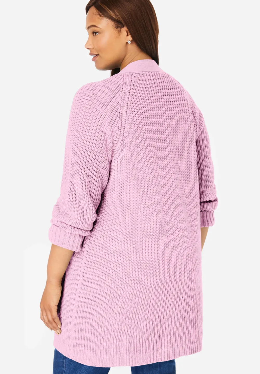 Button-Front Shaker Cardigan