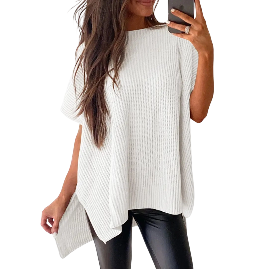 Women's Oversized Ribbed Short Sleeve Knit Top