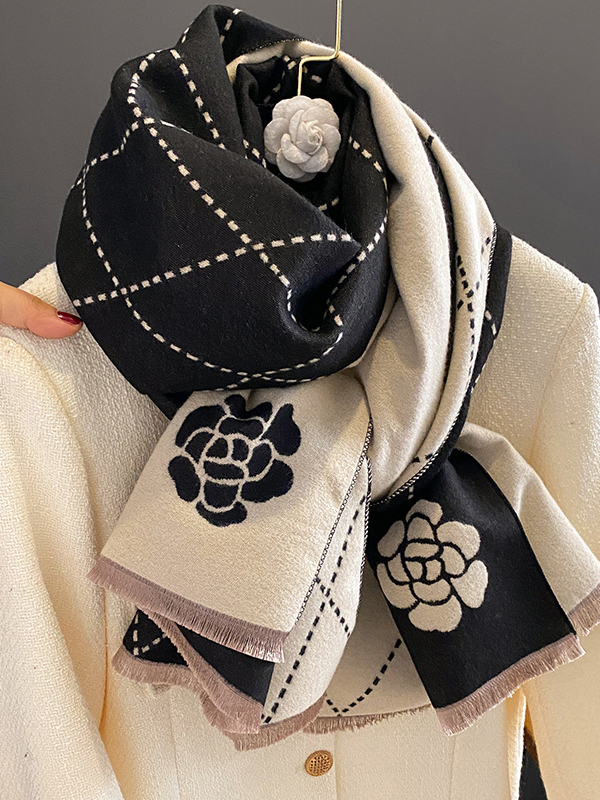Original Floral Printed Contrast Color Shawl&Scarf
