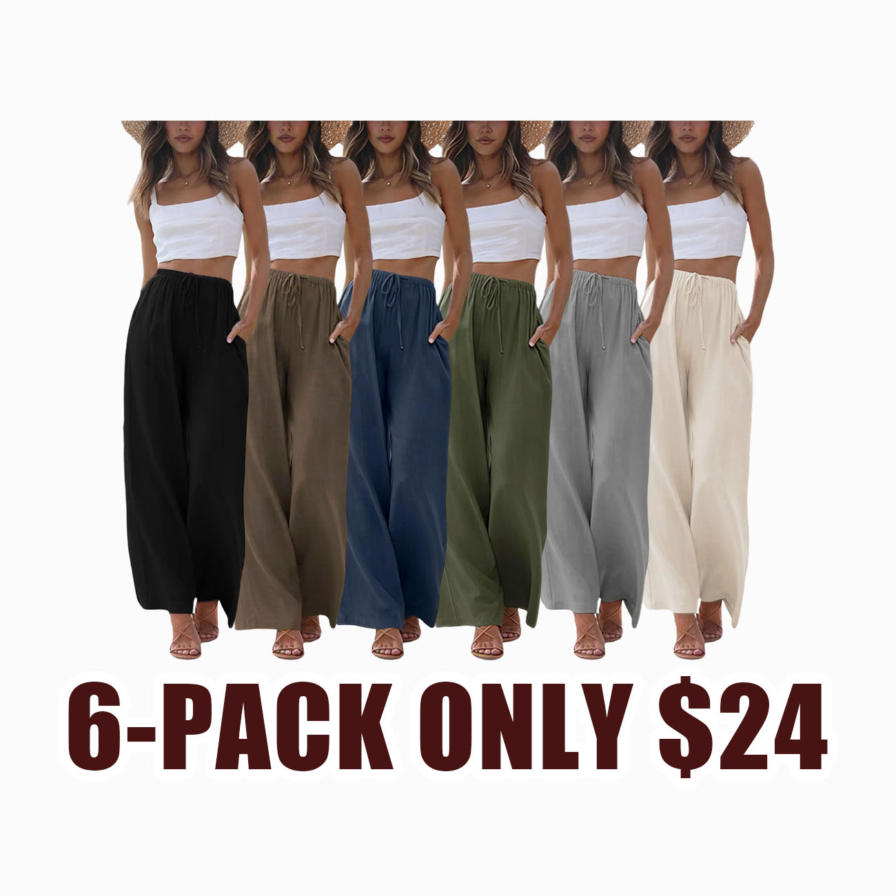 2026 Palazzo Pants for Women - Beach to Street Wide Leg + Pockets | Lightweight Summer Trousers Maxi Style Womenswear Chic Comfy Basic Minimalist Bottom