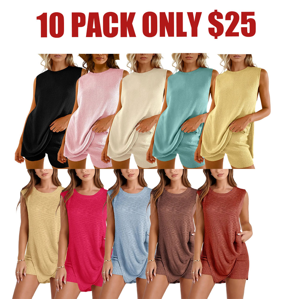 ✨Chic Summer Knit 2-Piece Set (Sleeveless Top & Shorts)