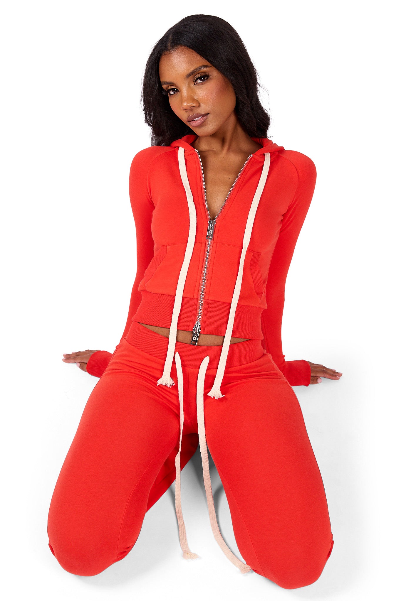 BODY KNITWEAR ZIP HOODIE (SCARLET RED)