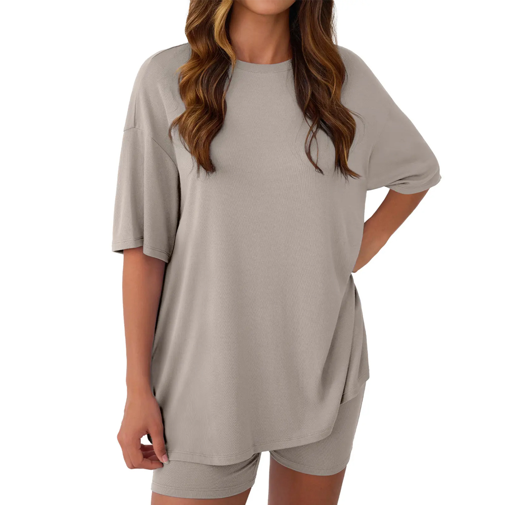 Women’s Oversized Tee & High-Waisted Biker Shorts Set