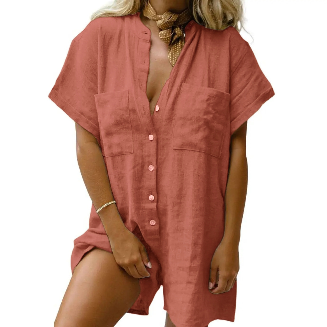 Women Summer Shorts Romper Button Down Wide Leg Cotton Linen Shortalls Jumpsuit