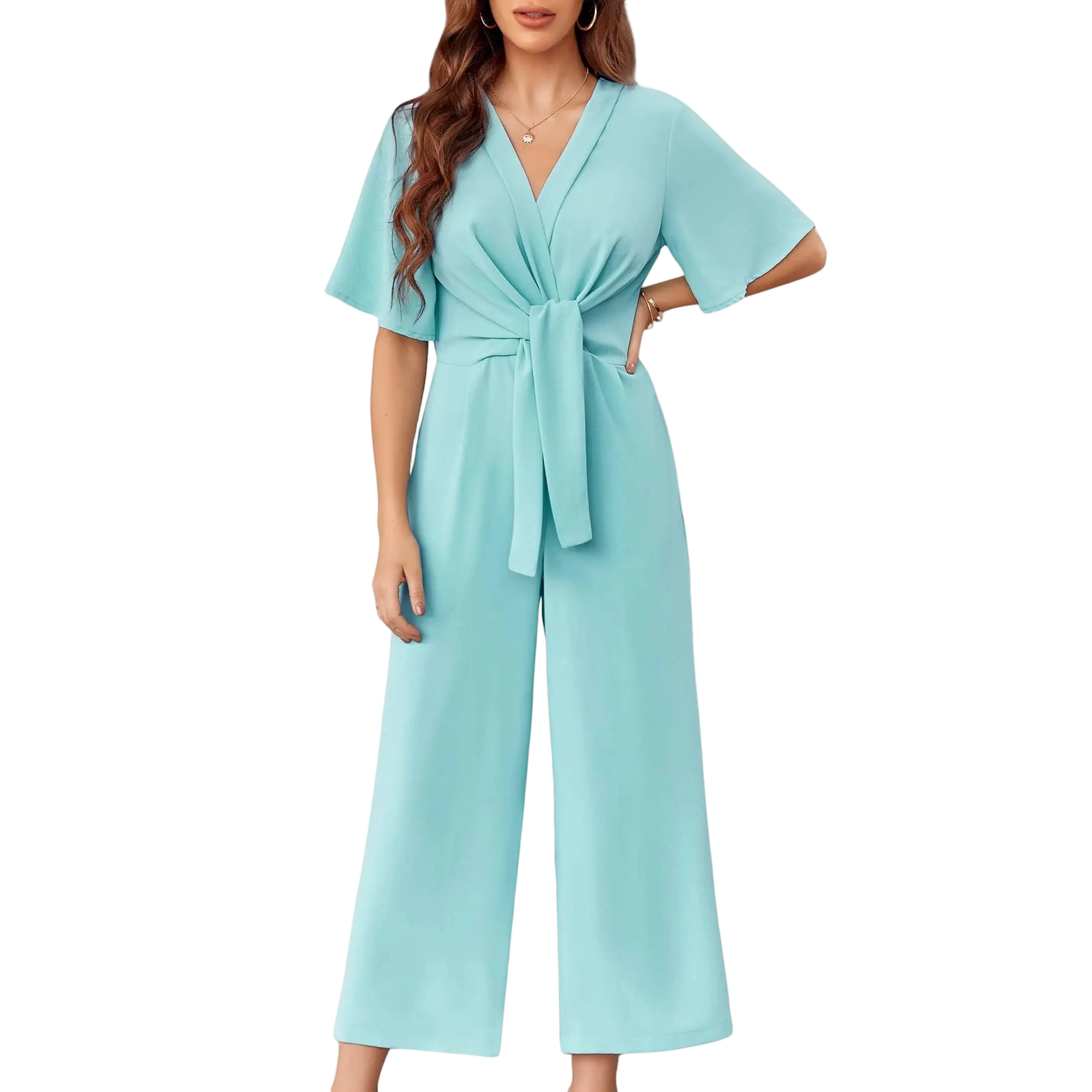 Women's Minimalist Wide-Leg Tie-Front Jumpsuit