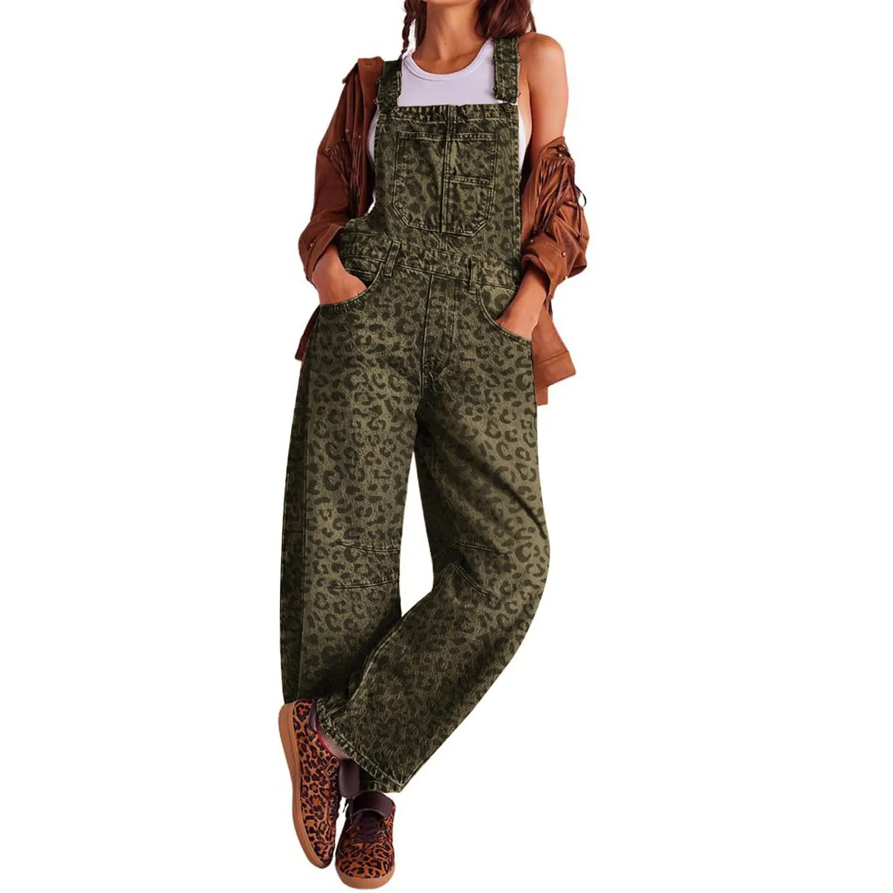 Women's Y2K Wide-Leg Denim Overalls