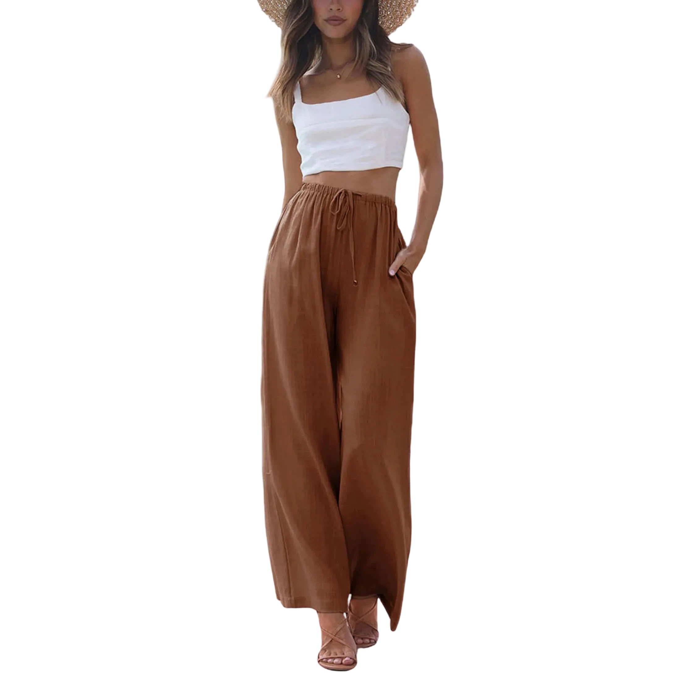 Women's 2026 Viral Palazzo Pants - Lightweight Wide Leg Trousers with Pockets