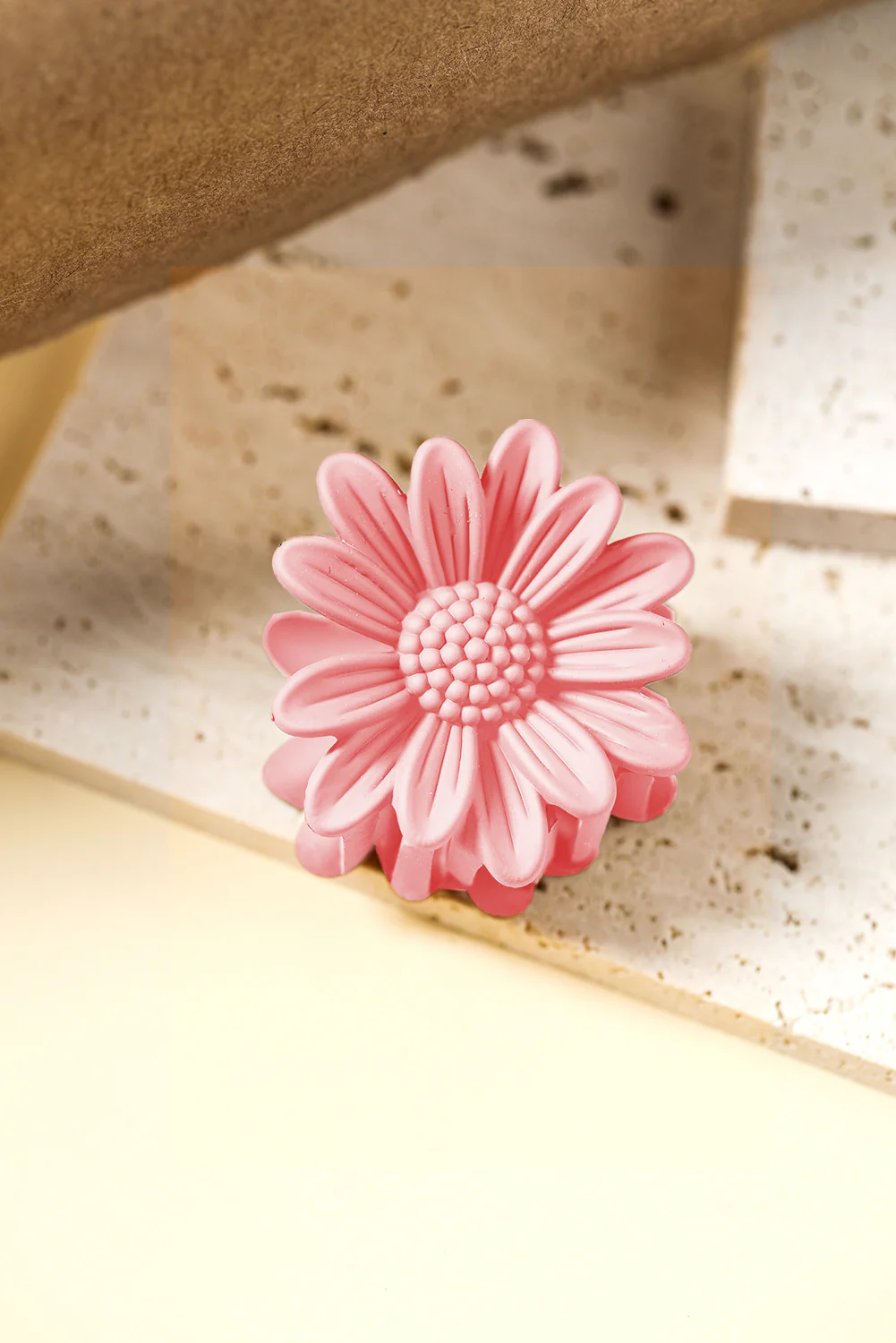 Pink Boho Daisy Flower Frosted Hair Clawclip