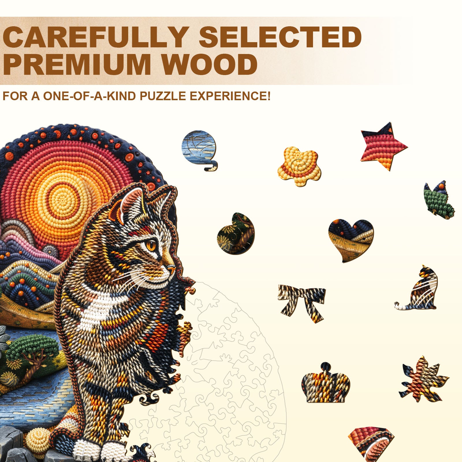 Knitted Kitten Wooden Jigsaw Puzzle