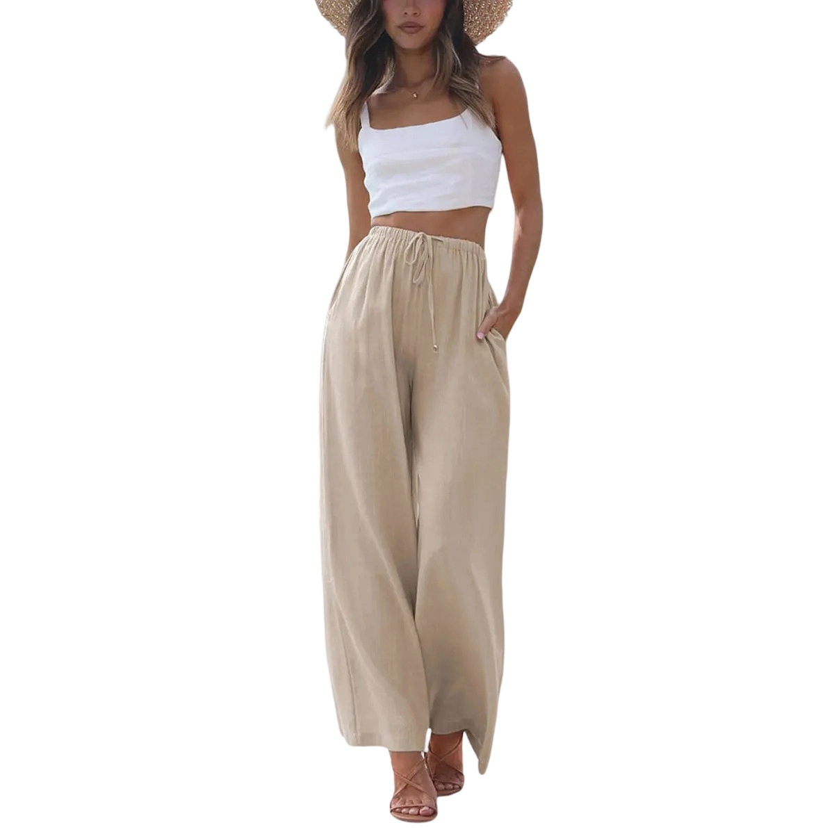 Women's 2026 Viral Palazzo Pants - Lightweight Wide Leg Trousers with Pockets