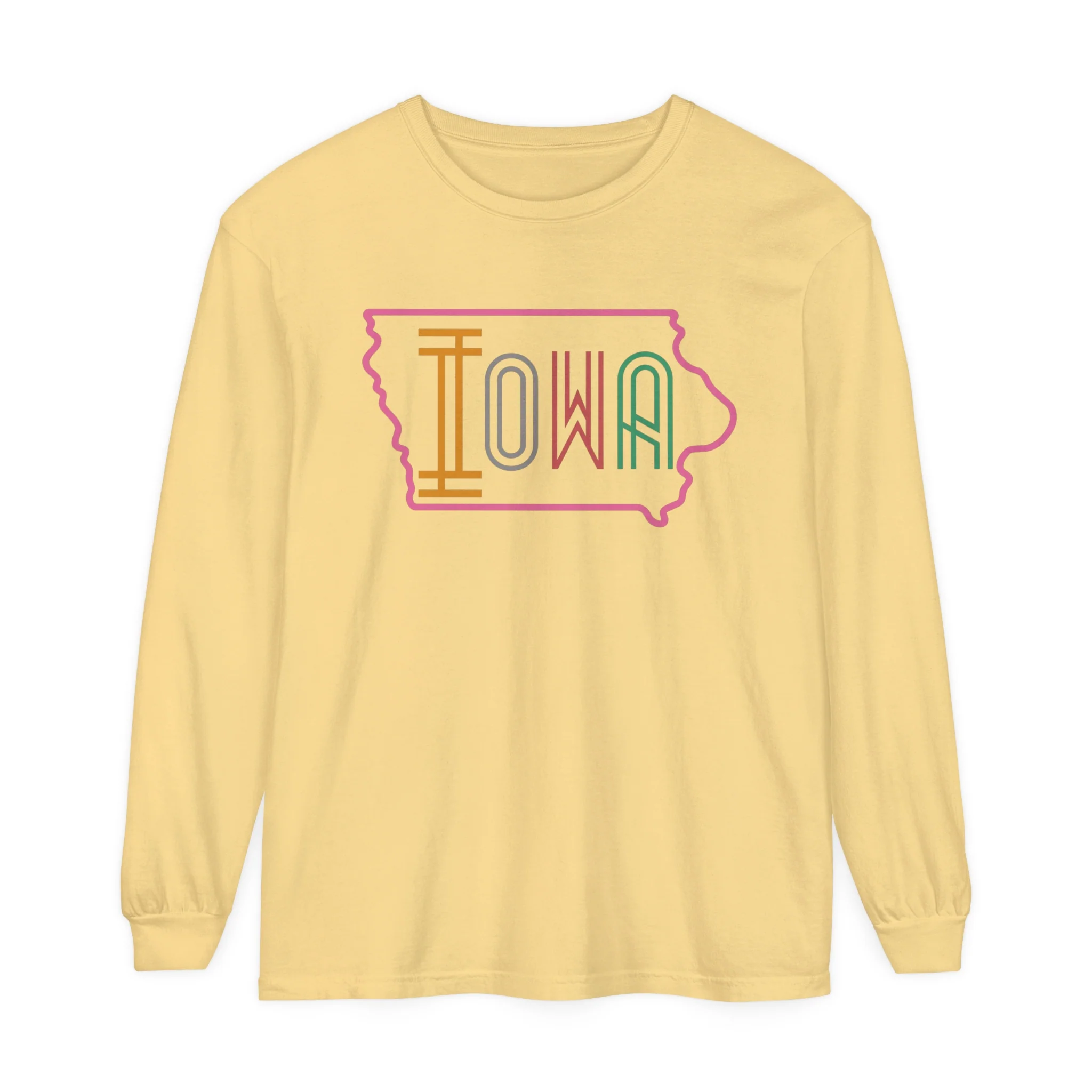 Iowa Pink Unisex Garment-dyed Long Sleeve T-Shirt