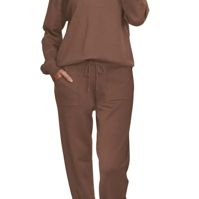 Women’s Knit Loungewear Set – Long Sleeve Top & Jogger Pants