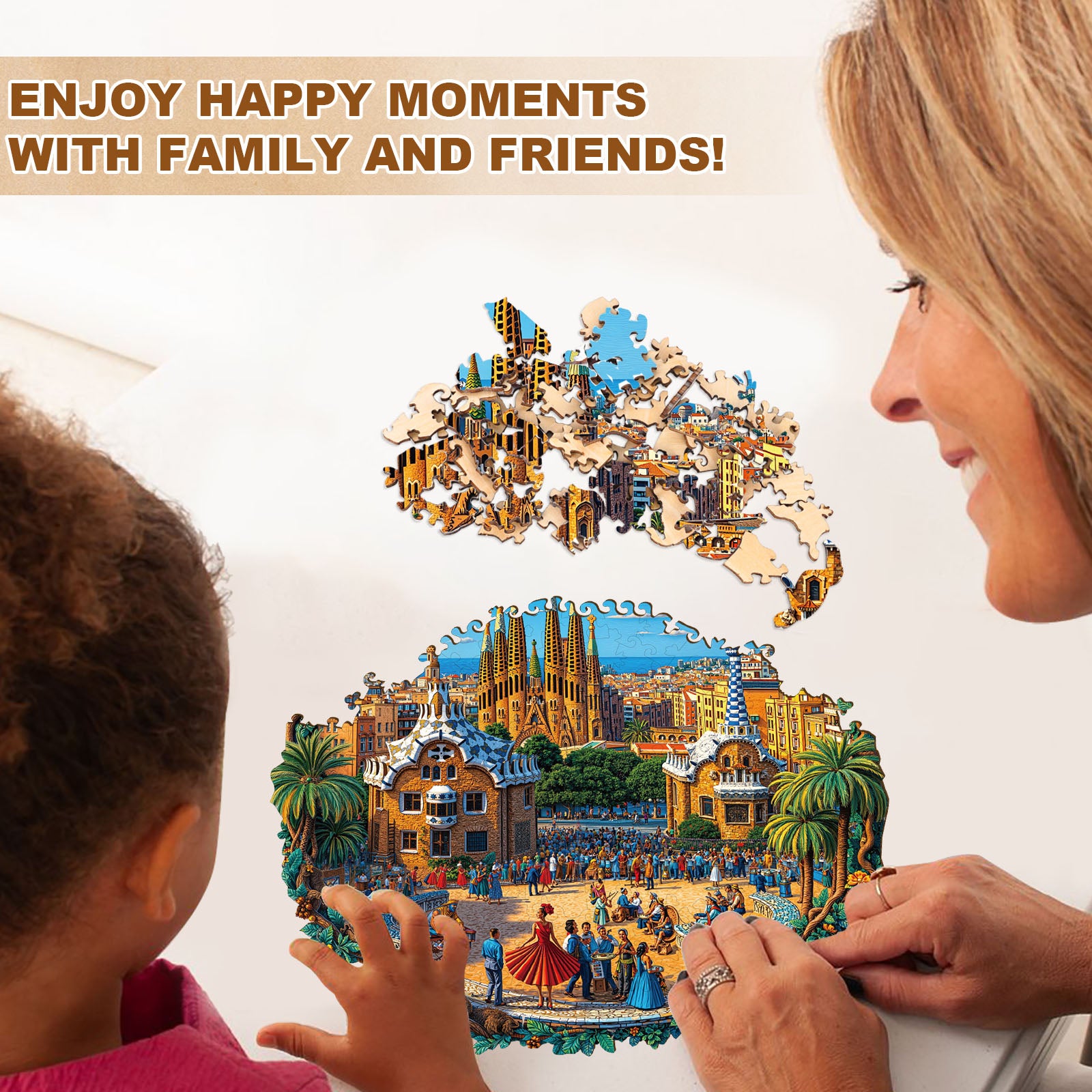 Barcelona Plaza Wooden Jigsaw Puzzle