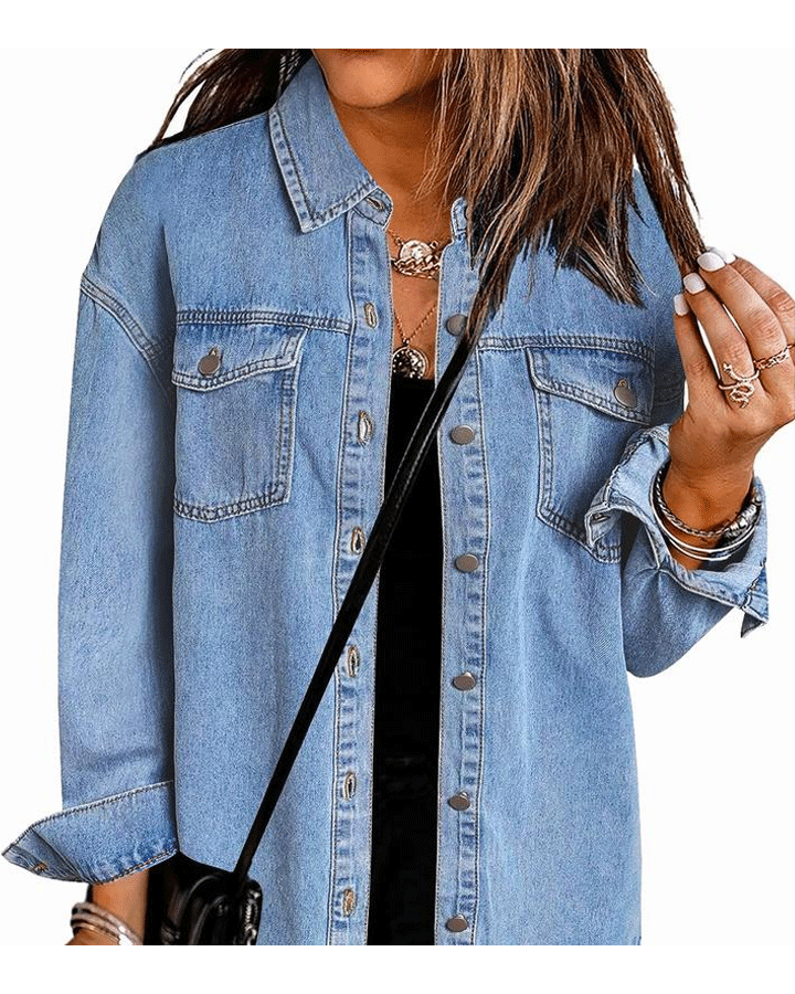Jean Jackets for Women Ripped Fringe Denim Jean Jacket