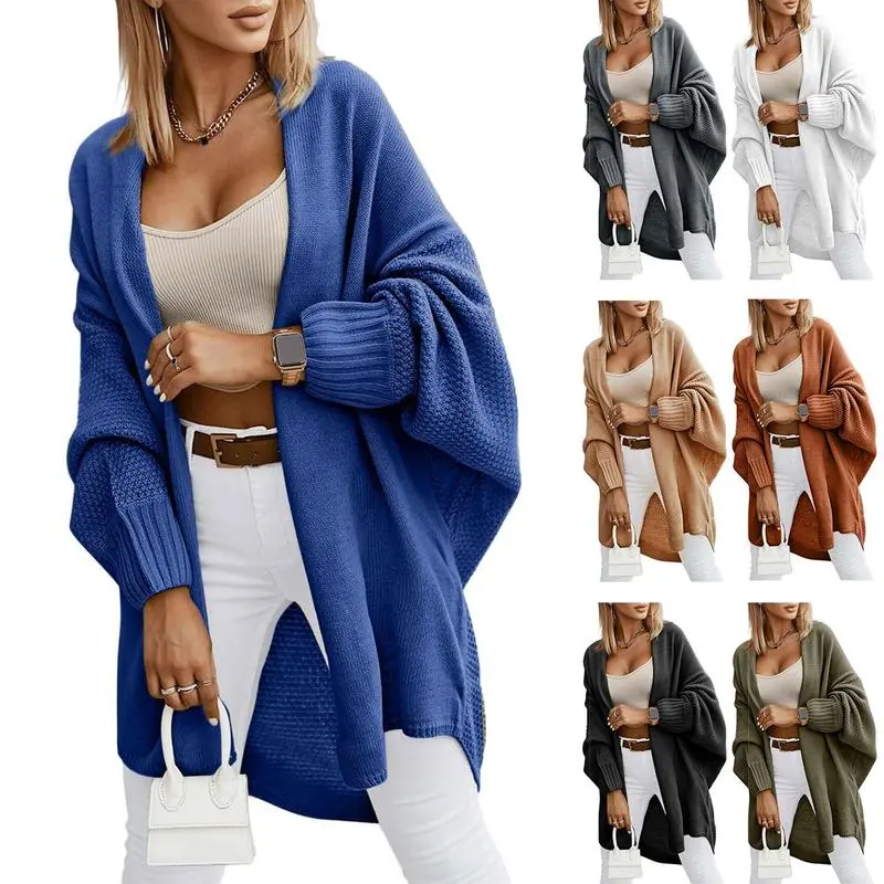 Women's Fall Cardigans Open Front Batwing Sleeve Knit Oversized Long Cardigan Sweaters