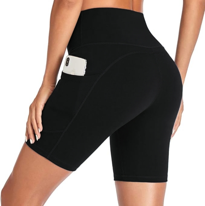 High Waist Athletic Yoga Shorts,Soft Shorts,Breathable, Pocketed Stretchable Tight Fit Gym Wear For Daily Workout