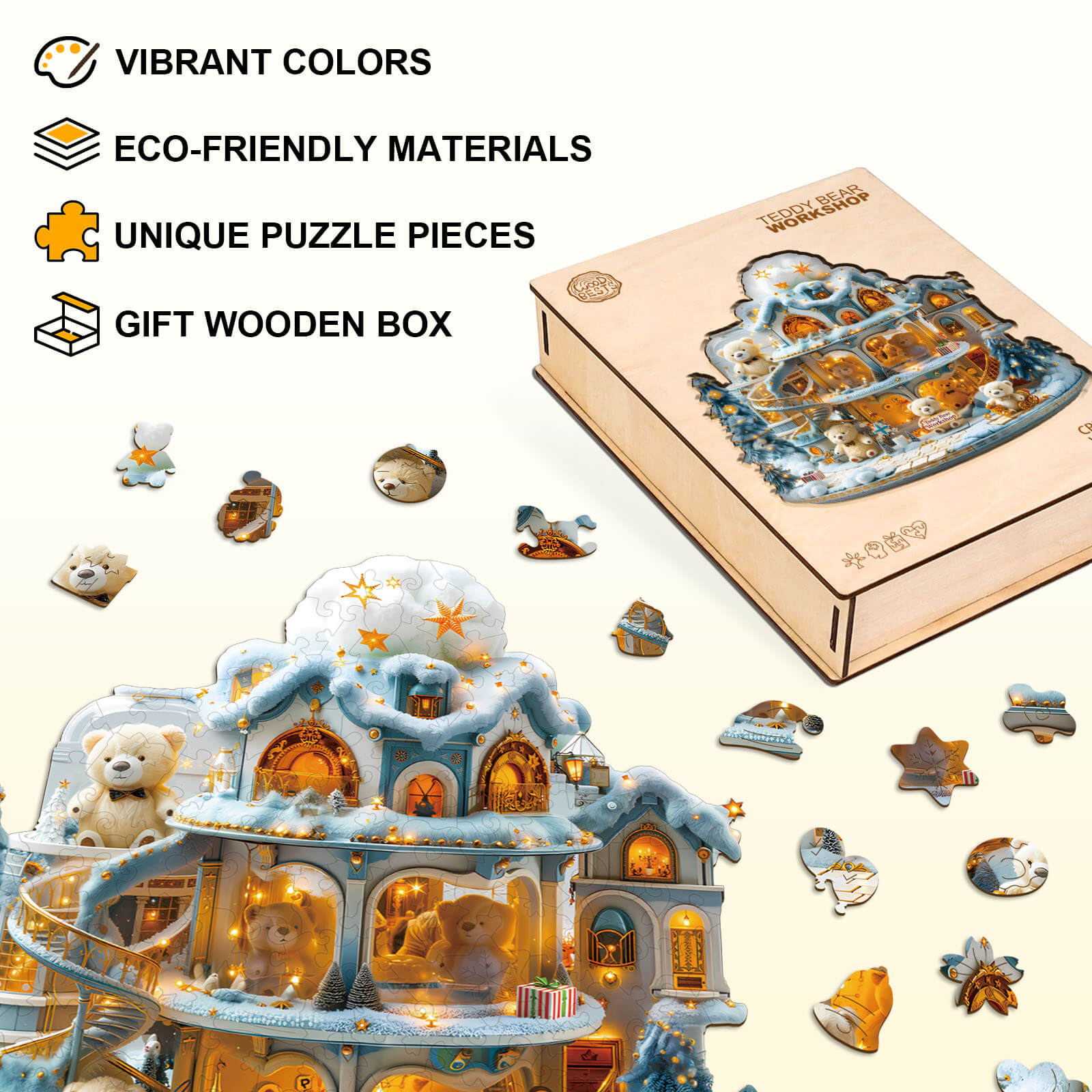 Teddy Bear Workshop Wooden Jigsaw Puzzle