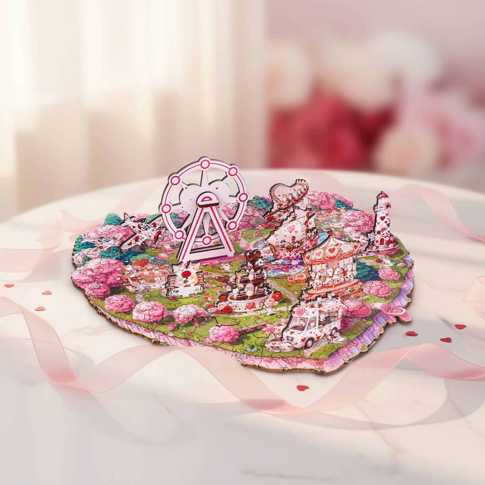 Valentine Kittyland Wooden Jigsaw Puzzle