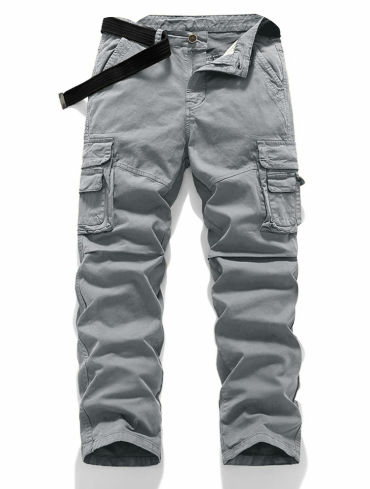 Men's Casual Straight-Leg Cargo Pants with Belt – Multi-Pocket, All-Season Comfort for Daily Streetwear