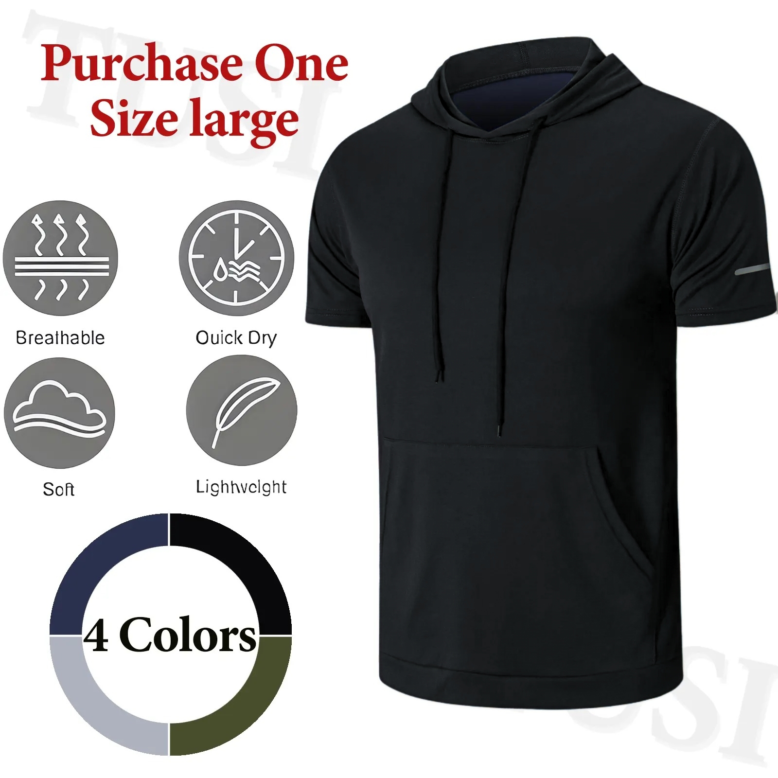 Men's Summer Athletic Hooded T-Shirt