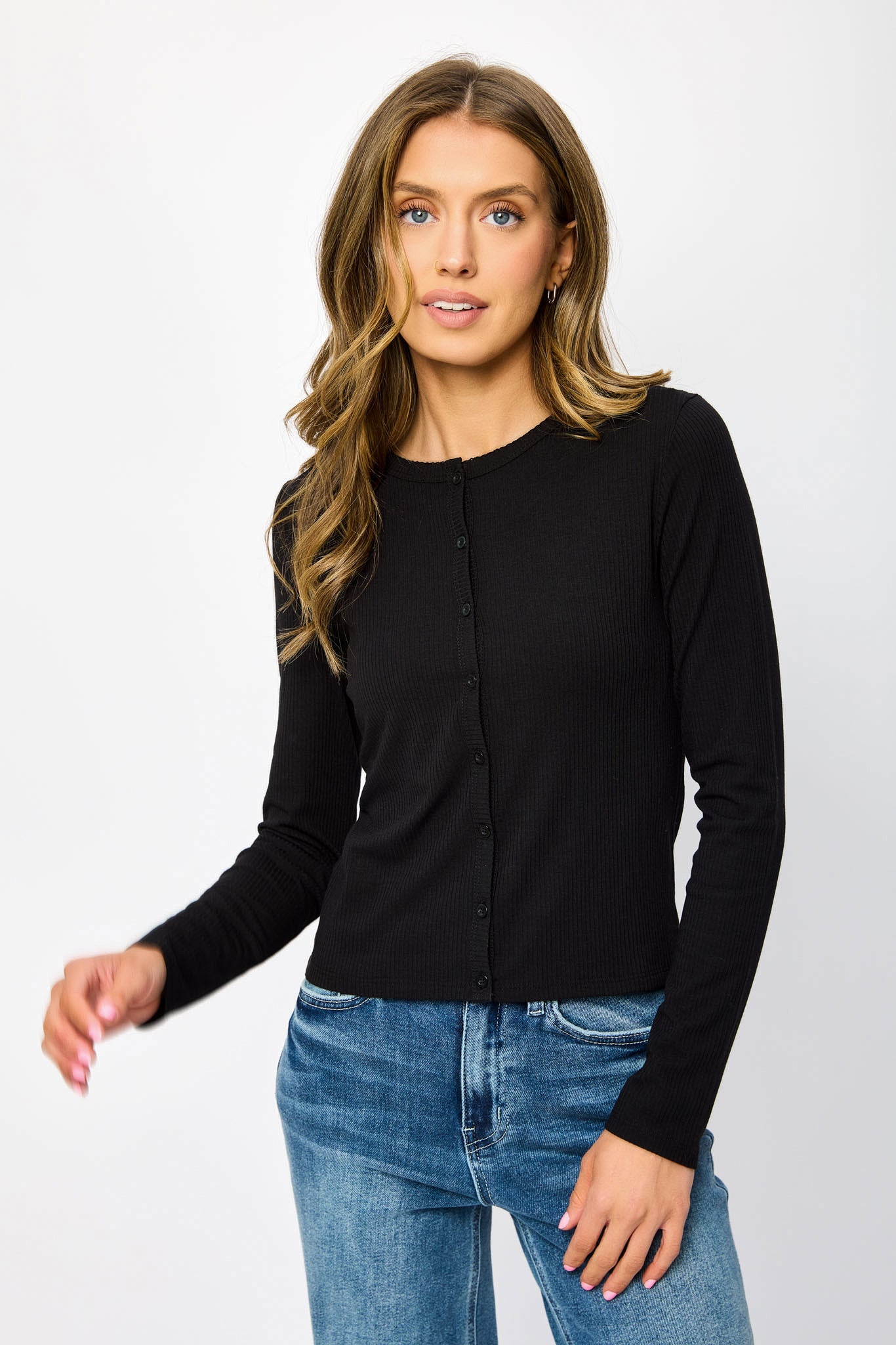 Ribbed Button-Up Cardigan