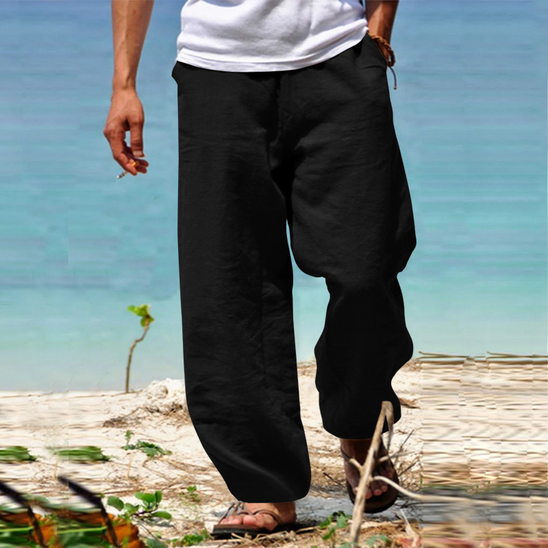 Men'S Vintage Drawstring Casual Cotton Linen Pants