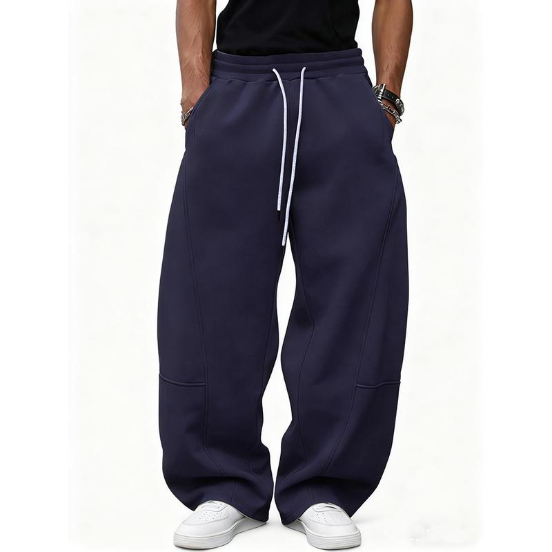 Unisex Winter Warm Wide-Leg Jogger Pants with Drawstring Waist