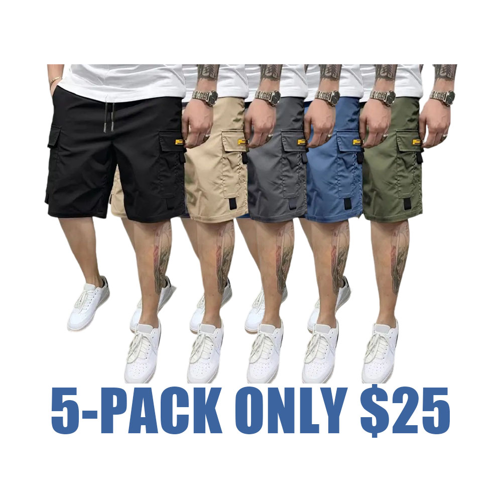 Men's Multi-Pocket Cargo Shorts Casual Streetwear Set
