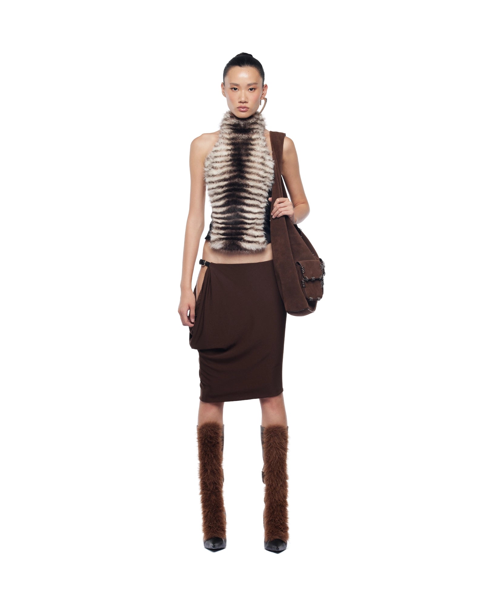 dora halter Backless Furry Top