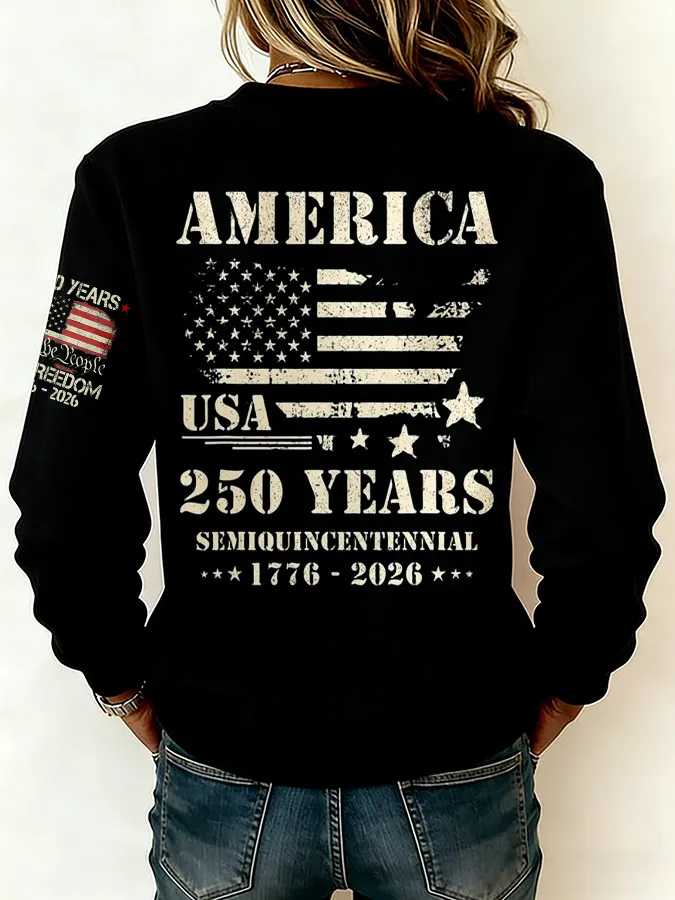 Ladies' Leisure 250th Anniversary National Day Celebration Round Neck Hoodie