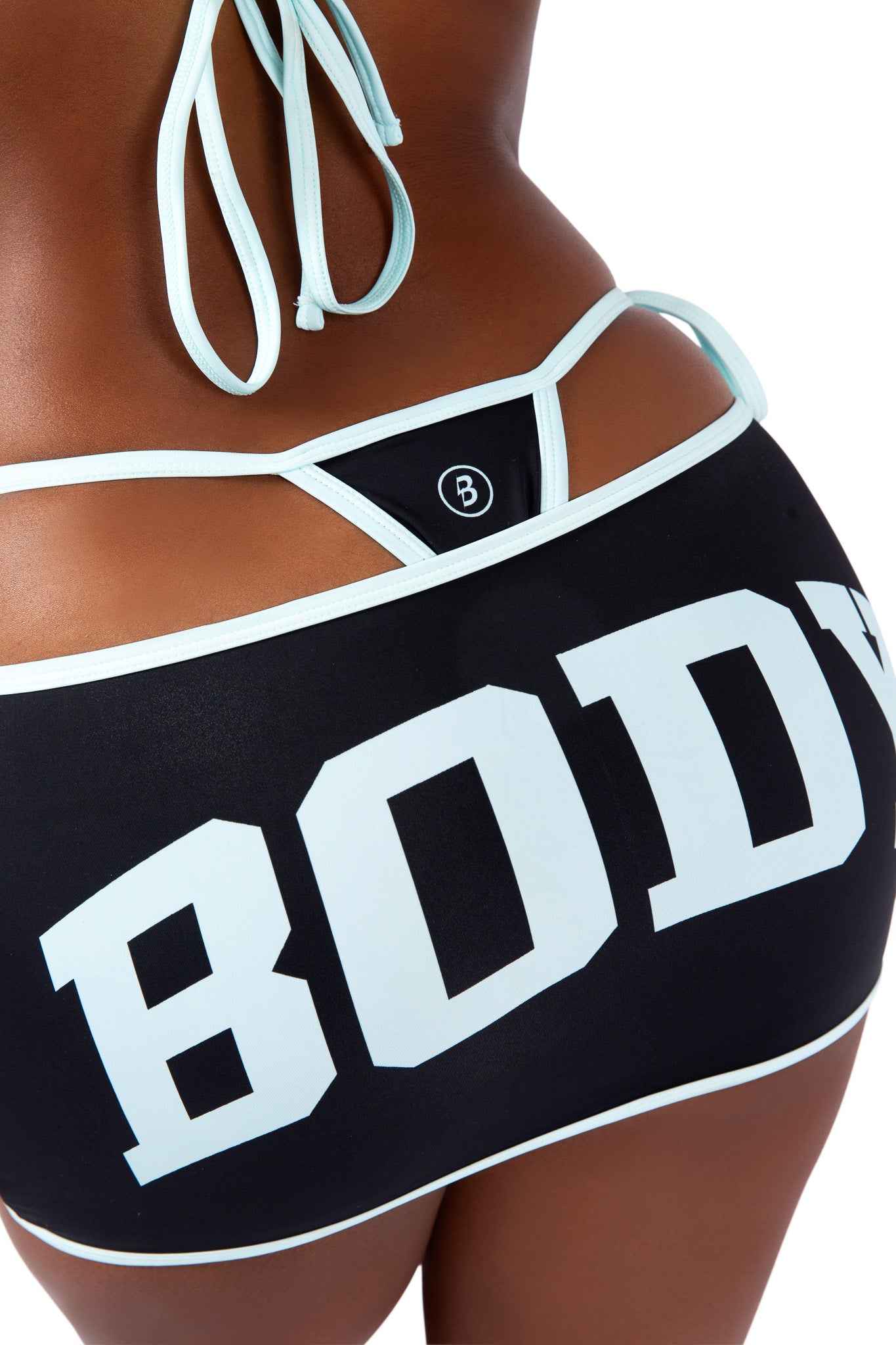 BACKSHOT SWIM SKIRT (BLACK/BABY BLUE)