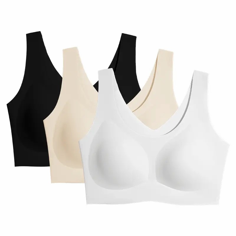 Seamless Bras for Women Full Coverage Wireless Bralette Widen Straps Side