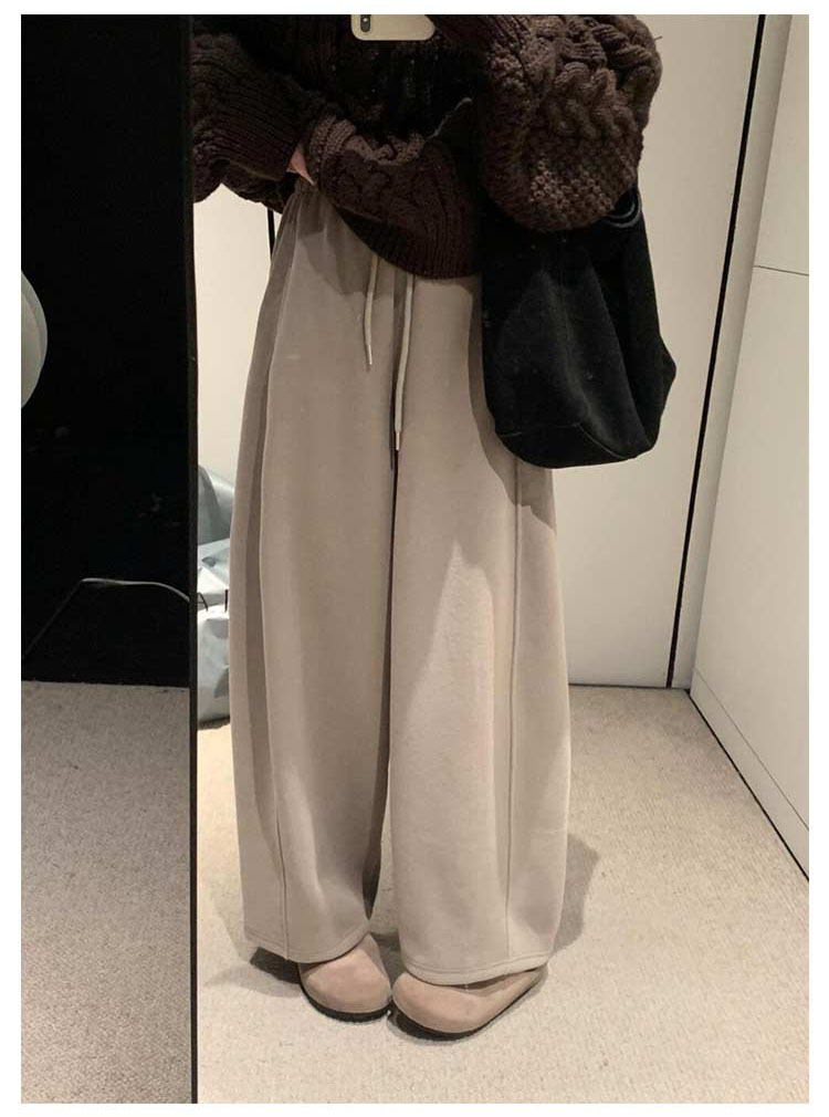 Women's Fleece-Lined Wide-Leg Pants, Warm Winter Trousers, Flattering Fit, Thick and Loose-Fitting
