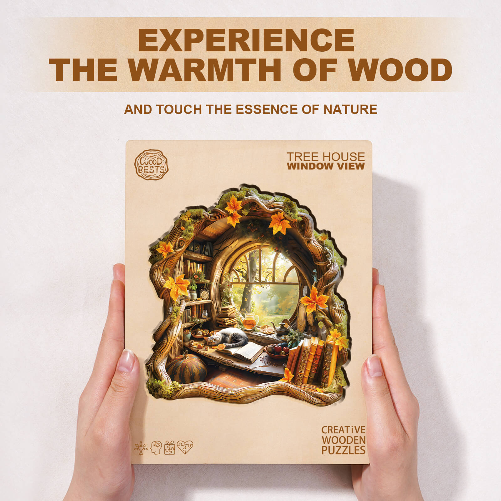 Tree house window view Wooden Jigsaw Puzzle