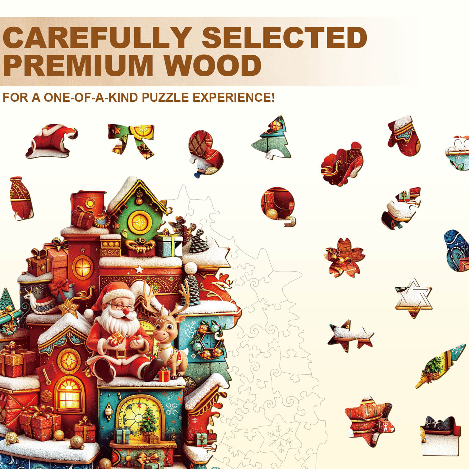 Christmas gift house Wooden Jigsaw Puzzle