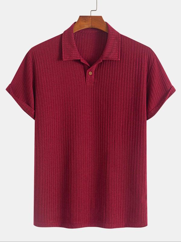 Men’s Summer Jacquard Knit Polo Shirt — Casual Short Sleeve Top