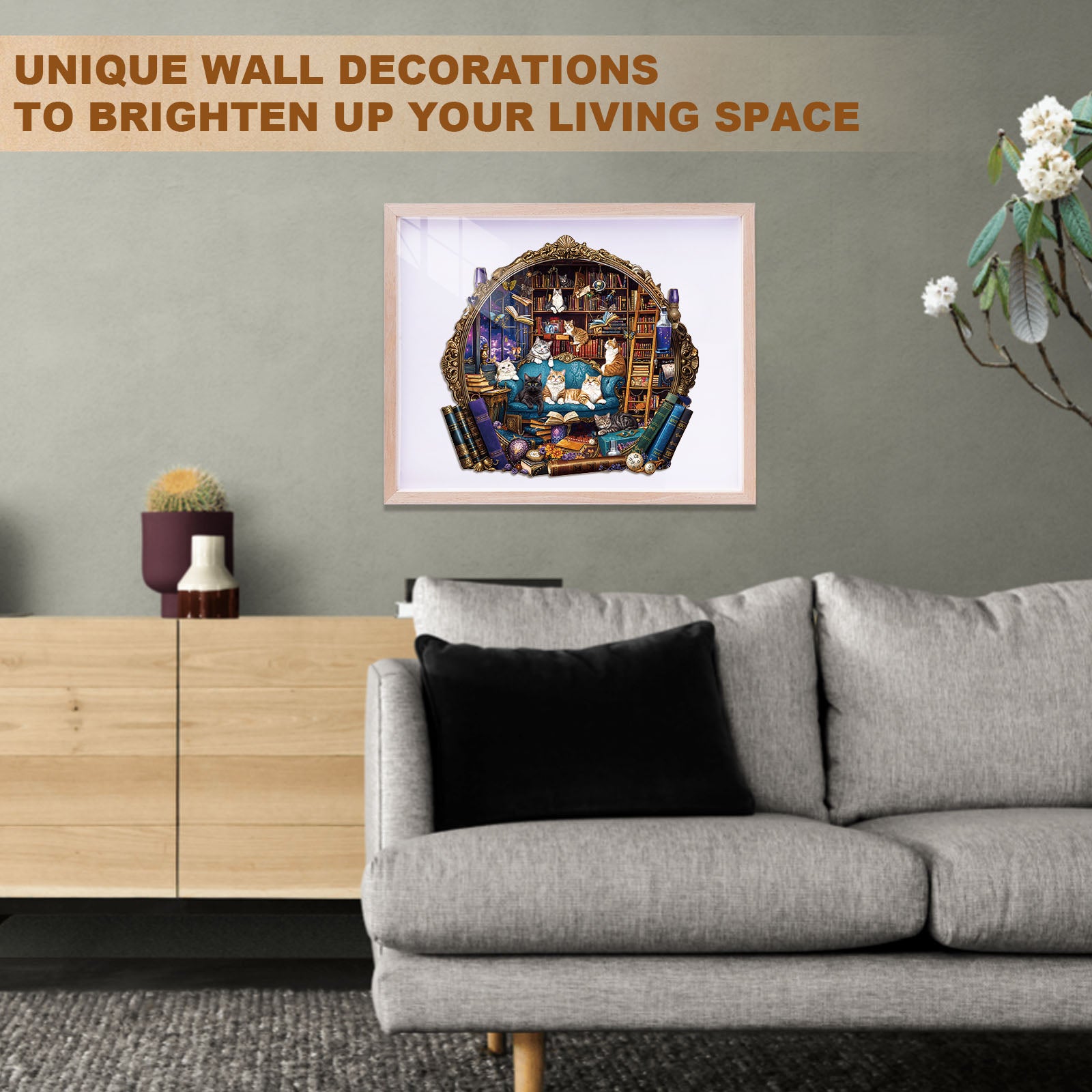 Cat Library Adventure Wooden Jigsaw Puzzle