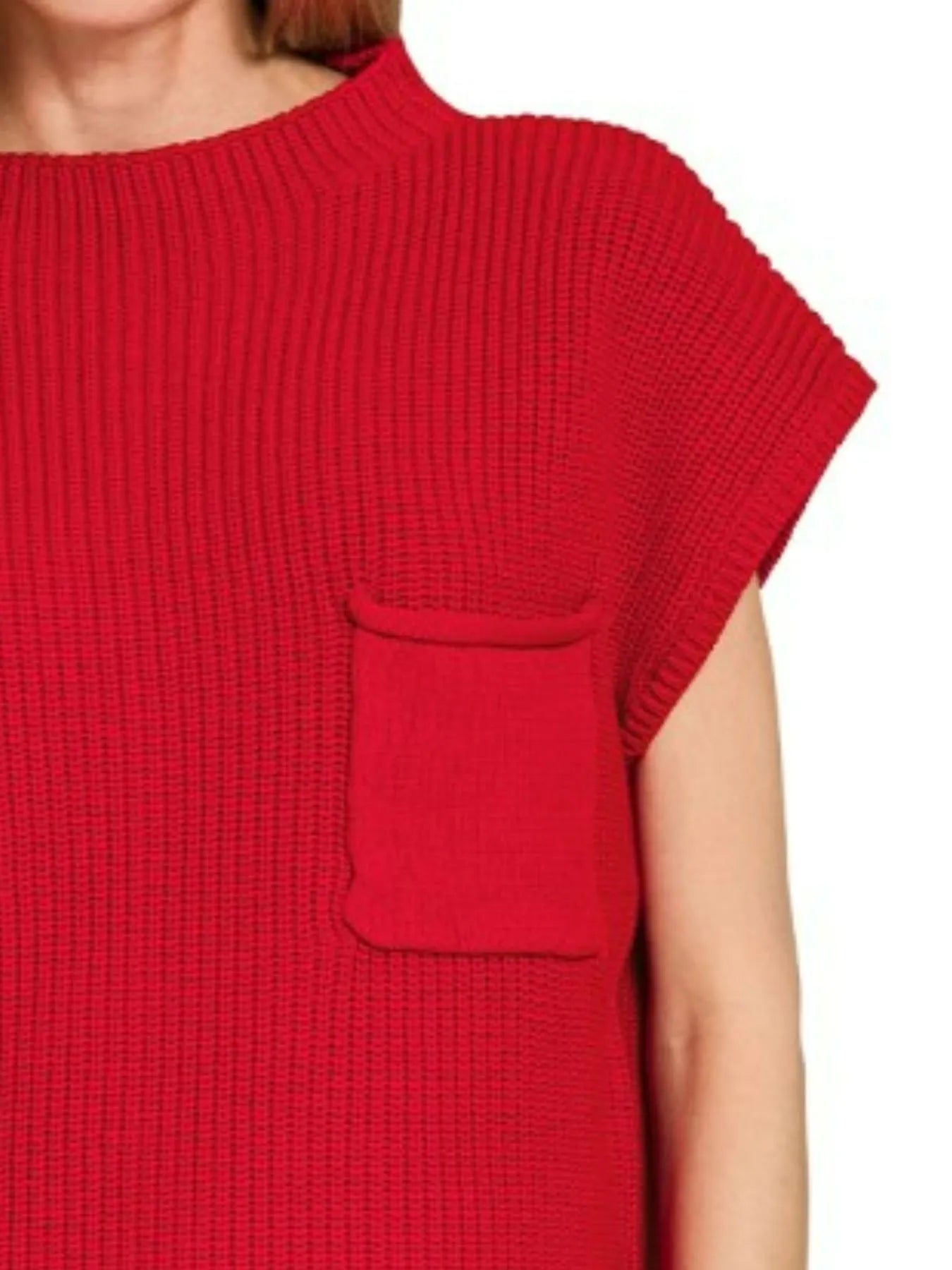 Mock Neck Short Sleeve Sweater