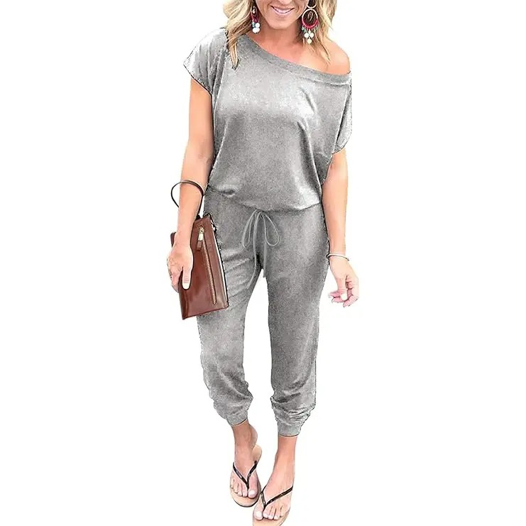 Off-Shoulder Jumpsuit for Women - Casual Loose Fit Romper