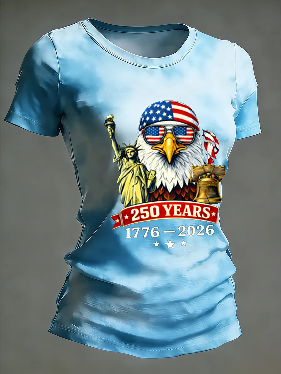 Women's 250 Years 1776-2026 Eagle Statue Of Liberty Tie Dye T-Shirt