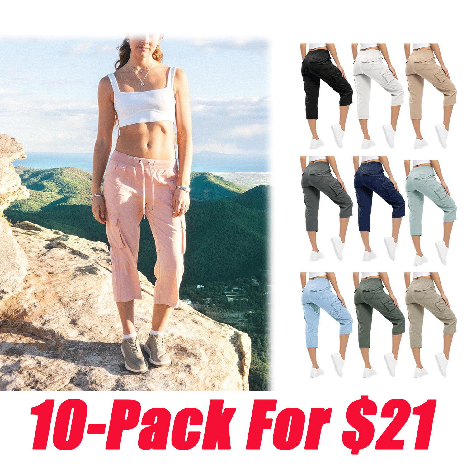 Women’s Lightweight Quick-Dry Capri Cargo Pants