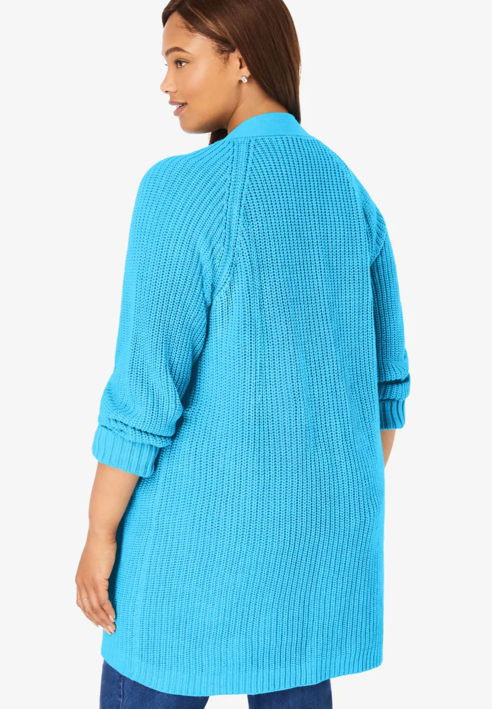 Button-Front Shaker Cardigan