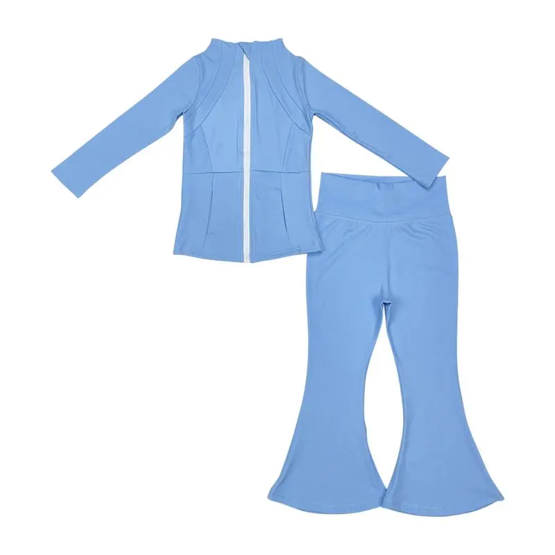 Girls’ Solid Color Long Sleeve Yoga Set – Soft & Stretchy