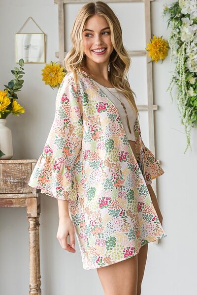 Multi Color Floral Open Cardigan