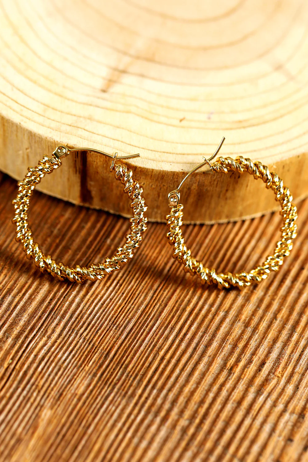 Gold Vintage Textured Hoop Earrings